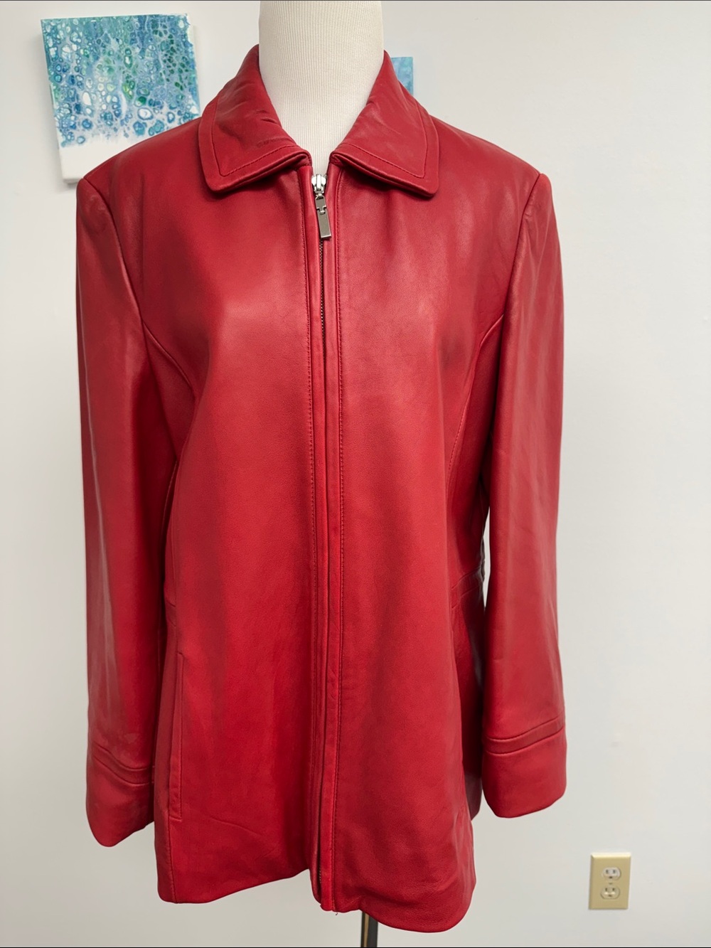 Avanti  Red Leather Zip-Front Jacket sz. L